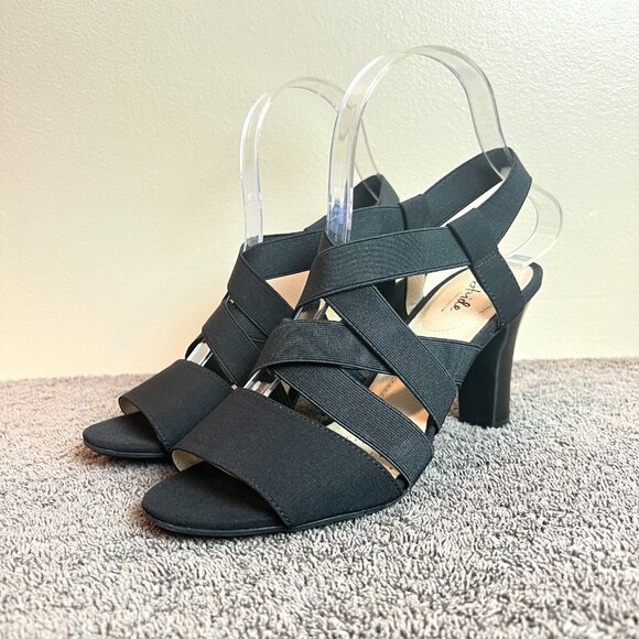 7W 7‎ Wide Width Lifestride Womens Charlotte Black Strappy Heels Sandals Shoes - Picture 3 of 11